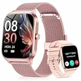 CASCHO Smartwatch Damen mit Telefonfunktion,1.85'' HD Fitness Tracker mit Herzfrequenz SpO2 Schlafmonitor Schrittzähler,120+ Sportmodi Fitnessuhr, IP68 Smart Watch for Women für iOS Android-Roségold