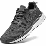 JUEQIBAA Turnschuhe Herren Schuhe Sportschuhe Laufschuhe Leichte Sneaker Straßenlaufschuhe Atmungsaktive Fitnessschuhe Joggingschuhe Outdoor Trail Running Walking Schuhe,Grau,EU45