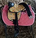 HKM Shettysattel Set inkl. Zubehör Shetty Sattel auch toll für Holzpferd (Flowers)