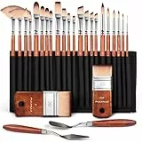 Pinselset Acrylfarben - 26 Stück Professionell Künstlerpinselset mit Malmesser und Organisationstasche für Acryl, Öl, Gouache, Tempera Malerei | Kein Haarverlust | Acryl Pinsel für Leinwand, Öl Pinsel