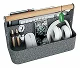Leitz Tragbarer Schreibtisch Organizer mit Griff, Büro-Organizer mit Holzgriff aus recyceltem, hochwertigem Thermofilz, ideal für Coworking Spaces, Desk Sharing-Büros oder Home-Office, Grau, 61980089