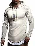 Leif Nelson Herren Kapuzenpullover Slim Fit Baumwolle-Anteil Moderner weißer Herren Hoodie-Sweatshirt-Pulli Langarm Herren schwarzer Pullover-Shirt mit Kapuze LN8155 Signalgrau Small