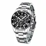 HANPOSH Herren Uhr Uhren Herren Chronographen Edelstahl Wasserdicht Armbanduhr Quarz Uhren mit Datum Business Casual Uhr für Männer