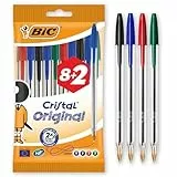 BIC Cristal Original Kugelschreiber, bequeme Kugelschreiber, mittlere Spitze (1,0 mm), verschiedene Farben, 10 Stück