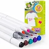 JOLLY Textilmarker, Nachfüllung Textil Airbrush oder als normaler Textilstift zu verwenden, 12 Farben mit dicker und dünner Spitze, für Textilien aller Art, nach Fixierung Waschmaschinenfest
