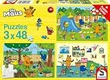 Schmidt Spiele 56394 EIN Tag mit der Maus, 3x48 Teile Kinderpuzzle, bunt