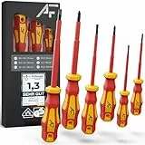 VDE Schraubendreher Set magnetisch - 6-teilig - 3 Kreuz - 3 Schlitz - isoliert bis 1000 V - Hergestellt aus S2-Stahl in Industriequalität