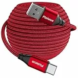 USB C Kabel 7M Extra Lang USB C Ladekabel Nylon Geflochtenes PS5 Controller Ladekabel USB Typ C Kable für Samsung Galaxy S22 S21 S20 S10 S9 S8 Note 10 9,PS5, P30 P20,LG V30 V20 G6 G5 (rot)