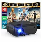 Mini Beamer mit WLAN und Bluetooth, 1080P Native, 4K-Unterstützung, Premium-Lautsprecher, Smart Android TV OS, WLAN 6, Bluetooth 5.2 und automatischer Trapezkorrektur, schwarz
