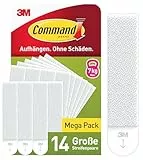Command Klebestreifen, Vorteilspack 14x2 Größe L (28 Strips), Weiß - Bilder Aufhängen ohne Bohren, Streifen halten bis zu 7 kg, Rückstandsfreies Ablösen
