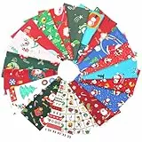 HO2NLE 20 Stück Weihnachten Baumwoll Stoff Quadrate 25 x 25cm Weihnachtsstoffe Stoff Patchwork Weihnachten zum Nähen DIY Basteln Handwerken