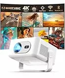 Magcubic Android 14 Beamer, HY300max Mini Beamer 4K & 8K mit Dualband WiFi 6 BT 5.4, 260 ANSI unterstützt Autofokus und Trapezkorrektur geeignet für Heimkino projektor