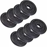 ScSPORTS® Hantelscheiben - Set, 2/4/5/10/15/20 kg, Ø 30/31 mm, Gusseisen - Gewichtsscheiben, Hantelscheiben-Set, Hantelgewichte, Fitness Scheiben, Gussscheiben, Gewichte (20 kg (8 x 2,5))