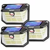 TECKNET Solarleuchte für den Außenbereich, 231 LEDs, Solarstrahler mit Beleuchtung um 300 °, Wandleuchte, wasserdicht, IP65, 3 Modi, mit Bewegungsmelder, für Garten, Terrasse und Garage – 3 Stück