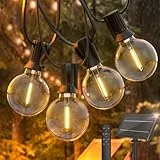 Yuusei Solar Lichterkette Außen, 15M LED Lichterkette Aussen Glühbirne mit Fernbedienung und 25+1 Warmweiß G40 Birnen Wasserdicht 4 Modus Solarlichterkette für Party, Hochzeit, Terrasse und Innen