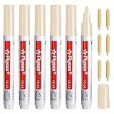 Fugenstift,6 Stück Fugenmörtel Fliesen Stift Wand Mörtel Restaurierung Stift,mit Ersatzspitze für Wiederherstellung Fugenstift Beige Wand Boden Badezimmer und Küche (Beige)