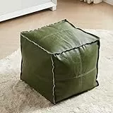 Louis Donné Handgefertigter Sitzsack-Bezug, Kunstleder, 45 cm, quadratisch, für Wohnzimmer, Bodenstuhl für Balkon, Büro, Innenbereich, Grün