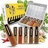 DIBYS Gewürze Geschenkset 6x aus Aller Welt – 6 Gewürzmischungen, Vegan - Thai, Mexiko, Indien, Texas, Griechenland, Peperoncino – Bruchsicher Verpackt, inkl. Rezepte – für Hobbyköche & Feinschmecker
