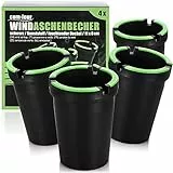COM-FOUR® 4x Aschenbecher für draußen - Windaschenbecher - Sturmaschenbecher mit leuchtendem Deckel - Autoaschenbecher, Ø 8 cm (04 Stück - schwarz)