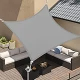 SONGMICS Sonnensegel 3 x 3 m, wasserfest mit Einer Wassersäule von 665 mm, Sonnenschutz aus reißfestem Polyester, UV-Schutz 93%, Terrasse, Garten, Balkon, quadratisch, 2 m Seile, hellgrau GSH33QY