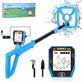 Metalldetektor Kinder, OMMO USB Wiederaufladbarer Metalldetektor mit Lustigem LCD-Display, 72-100cm Verstellbarer Leichter Metalldetektoren für Kinder, Erkundung im Freien, Azure