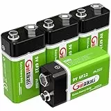 GutAlkaLi Batterien 9V Blockbatterie, 4 Stück, Longlife Power für Rauchmelder, Brand- & Feuermelder, Mikrofon 6lr61 6F22 PP3 MN1604