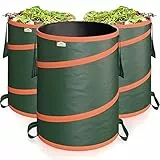 GARDEBRUK® Gartenabfallsack 3x85 Liter 30 kg Belastbarkeit stabil robust abwaschbar Garten Pop up Rasensack Gartentasche Laubsack