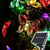 SALCAR Solar Lichterkette Aussen Schmetterling, 10M 50 LED Lichterketten Wasserdichte für Sommer Garten, Bäume, Terrasse, Weihnachten, Hochzeiten, Partys - Bunt