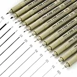 Rierousy Micron Fineliner Stifte, 12 Stück Fineliner Schwarz Set mit 12 Verschiedene Linienbreiten, Wasserfest für Illustration, Skizzen