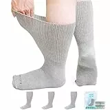 LOFIR Diabetiker Socken Herren Damen: Diabetikersocken Ohne Gummibund Baumwolle Herren Socken Extra Weit Breiter Gürtel Ohne Naht Socken für Senioren Geschwollene füße 3 Paare Grau 39-46