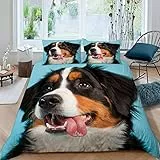 RFFLUX 3D Bern Sennenhund Bettwäsche Set 135x200 cm 2teilig mit Reißverschluss Weiche und Angenehme Schlafkomfort Microfaser Bettbezug Kinderbettwäsche mit Kissenbezug 80x80 cm