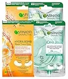 Garnier SkinActive Hydra Bomb Augenmaske gegen Augenringe, mit Orangensaft und Hyaluronsäure, 4 Patches + Augenmaske Cryo Jelly, Anti-Aging-Effekt, mit Glycerin und Menthol, 4