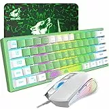 ZIYOU LANG Pc Tastatur Maus mit Kabel, mäuse, tastaturen & eingabegeräte, Gaming-Tastatur-Maus mechanische Feel, Tastatur Maus bis zu 3600 DPI, optische 7 Tasten PC, Laptop, Computer, Grün