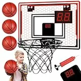 OSDUE Mini Basketballkorb Set, Basketballkorb Indoor für Kinder, Tür Basketballkorb Für Zimmer Mit 3 Bällen und Elektronische Anzeigetafel, Basketballkörbe Set für Jungen Mädchen Outdoor Indoor