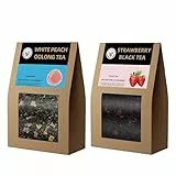 HANFANGLING Weißer Pfirsich-Oolong-Tee und Erdbeer-Schwarztee, Natürlicher Loser Blatttee, ie Wahl Für Ein Schönes Leben,Geschenktee (Weißer Pfirsich-Oolong-Tee + Erdbeer-Schwarztee)