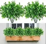 Luabue 10pcs Künstliche Pflanzen für Draußen Wetterfest Kunstpflanzen Outdoor Grünpflanzen Sträucher Plastikpflanzen Kunstblumen für Außenbereich Garten Balkonpflanze Frühling Deko