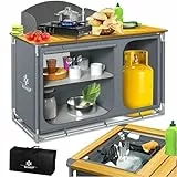 KESSER® Campingküche | Inkl. Tragetasche | Campingschrank Faltschrank | mit Aluminiumgestell | Reiseküche | Küchenbox | Zeltschrank | Outdoor Camping Küche | Grau | Typ F4