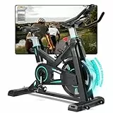 WENOKER Heimtrainer Fahrrad mit App, Leises Hometrainer Fahrrad mit Einstellbarem Magnetischem Widerstand, Ergometer Spinning Bike Indoor Fitnessbike mit LCD-Display, Tablet-Halterung, Bis 160KG