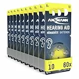 ANSMANN Hörgerätebatterien Typ 10 gelb P10 PR70 ZL4, 60 Stück, Vorratspack, Batterien für Hörgeräte & Hörhilfen, leicht greifbar
