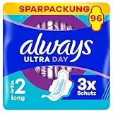 Always Ultra Binden Damen Gr. 2, Long, 96 Damenbinden mit Flügeln (3 x 32 Stück) Multipack, ultradünn und super absorbierend