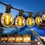 LED Lichterkette Außen Strom mit Fernbedienung, 20M - 65FT G40 Glühbirnen Dimmbar Outdoor Lichterkette, IP44 Wetterfest Warmweiß Aussen Lichterkette für Garten Terrasse Balkon Hochzeiten Party