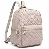 Myhozee Rucksack Damen Leder PU Daypack Klein Elegant Rucksack Tagesrucksack für Mädchen,Beige