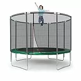 Ampel 24 Trampolin Outdoor Ø 305 cm, GS-Zertifikat, Komplettset mit Randabdeckung und Sicherheitsnetz, 8 gepolsterten Stangen, Belastbarkeit 150 kg