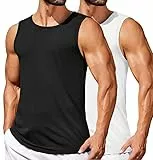 COOFANDY Herren Fitness Training Shirt Gym Tshirt Ärmellose 2er Tank Top Set Basketball Tops Schwarz/Weiß (2 Stück) XL