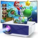 Beamer mit Bluetooth und WiFi, Native 1080P Support 4K, 15000 Lumen, Tragbarer Heimkino Projektor Projektionsgröße 30-300“, Kompatibel mit iOS/Android/Laptop/HDMI/PC/TV Stick/USB(Blau)