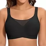Jiuday BH Damen ohne Bügel Große Brüste Starker Halt Soft Jelly Bra Bügelloser Push Up Seitenträger BH Nahtloser Bequem T Shirt Gepolstert Mesh Bralette (Schwarz,L)