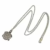 Hemobllo Taschenuhr mit Kette Antiken Quarz Klassische Vintage Taschenuhr Bronze Schildkröte Anhänger Halskette Uhr