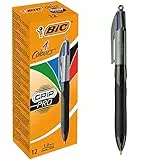 BIC 4 Farben Kugelschreiber Set 4 Colours Grip Pro, mit gummierter Griff-Fläche, 12er Pack, Ideal für das Büro, das Home Office oder die Schule
