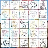 TONAUP Inspirierende Schablonen zum Malen, 25 Stück Wiederverwendbare Malschablonen Vorlage, Motivierenden Worte Schablone Stencils für DIY Holz Wand Dekor Kartenherstellung