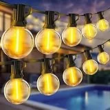 Lichterkette Außen LED Strom Beleuchtung - 100ft Aussen 30m Outdoor String Lights Lichterketten Glühbirnen IP44 für Garden Pavillon mit G40 Wetterfest Glühbirne Balkon Terrasse Party